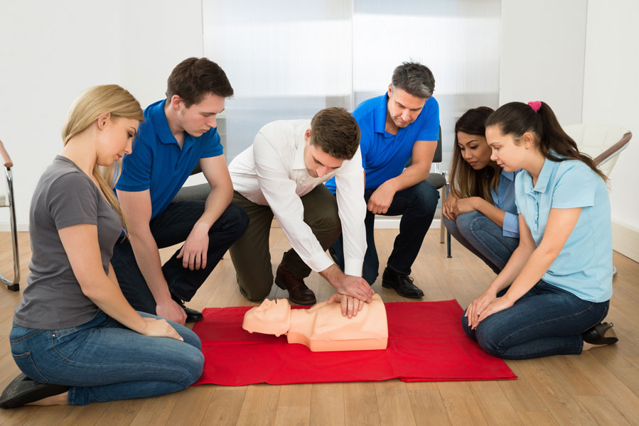 Group of people in a CPR class